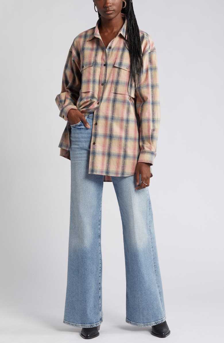 Closed Plaid Cotton & Linen Shirt, Main, color, 