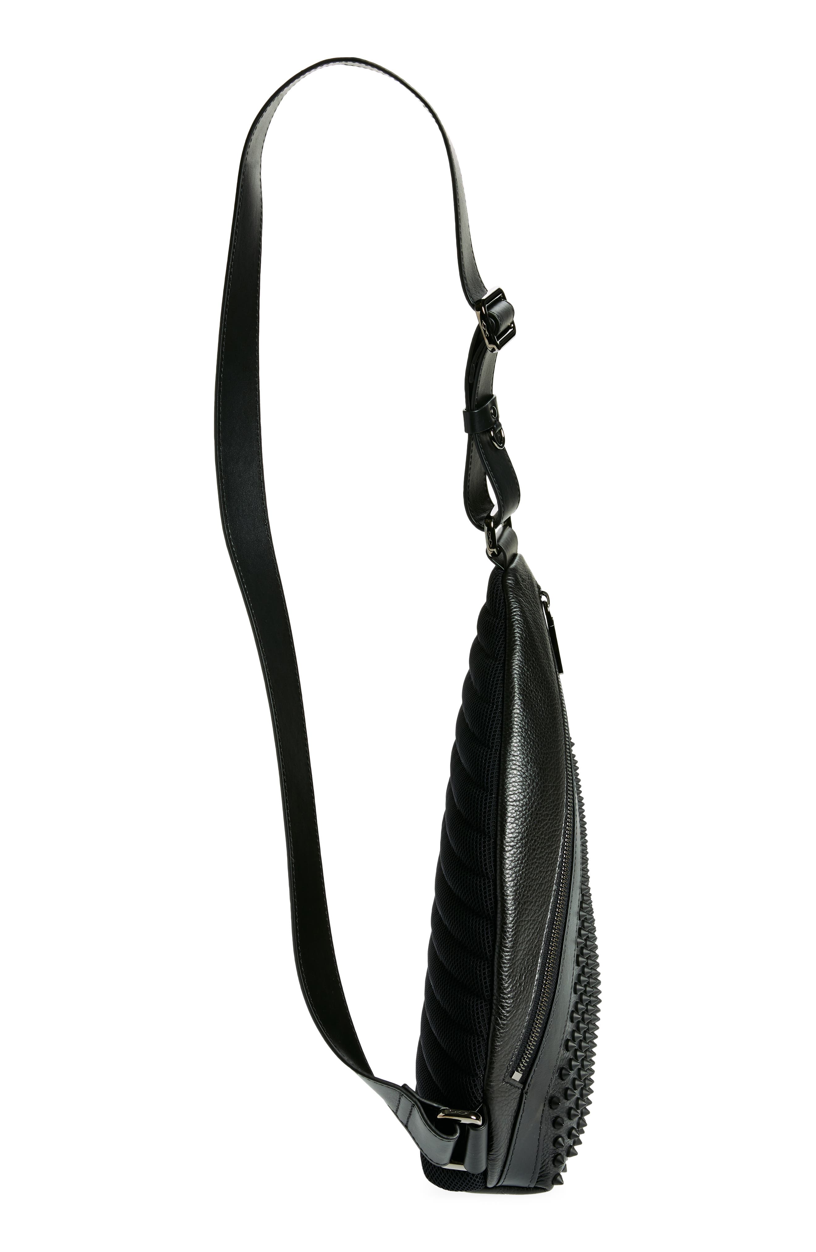 Christian Louboutin Funky Empire Spike Sling Bag, Alternate, color, Black