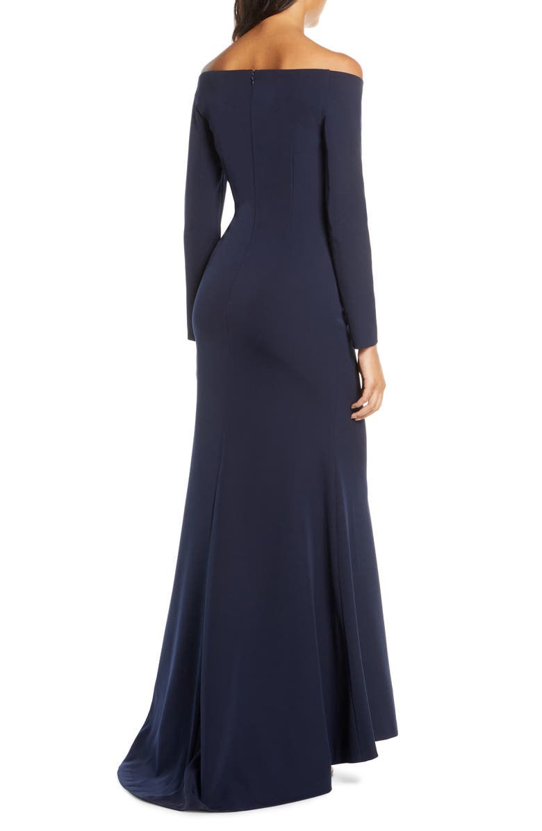 Vince Camuto Off the Shoulder Long Sleeve Evening Gown, Alternate, color,