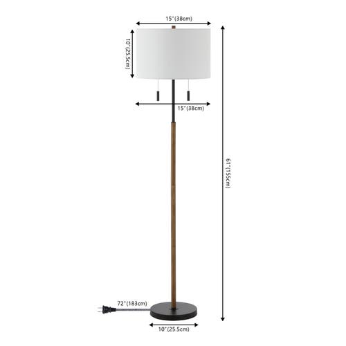 Jonathan Y Maude 61" Rustic Farmhouse Iron Candlestick Pull Chains Led Floor Lamp, Brown Wood Finish/black In Brown Wood Finish/black