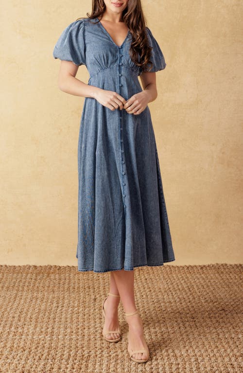 Flying Tomato Acid Wash Denim Midi Dress In Acid Blue