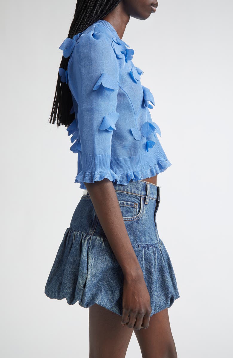 Coperni Butterfly Appliqué Shimmer Knit Cardigan, Alternate, color, 