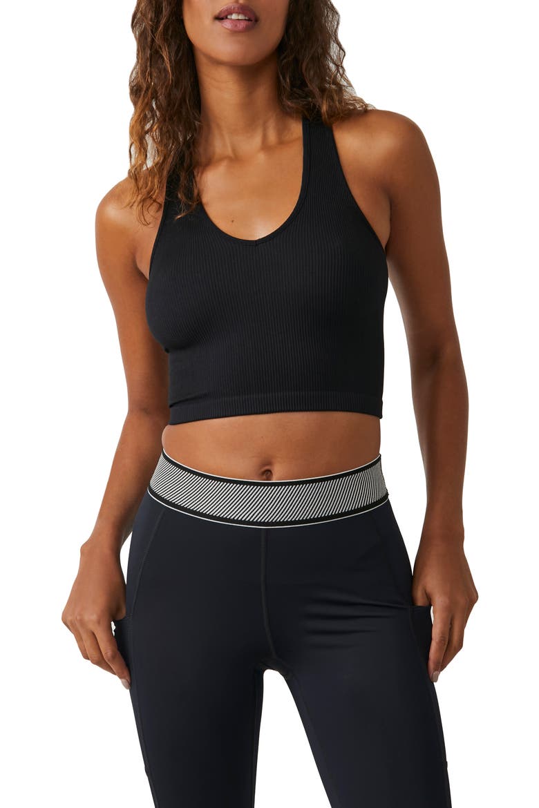 Free Throw Rib Crop Tank, Main, color, BLACK