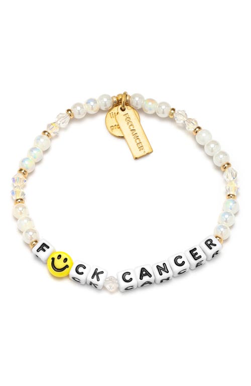 Little Words Project Fck Cancer Beaded Bracelet In White