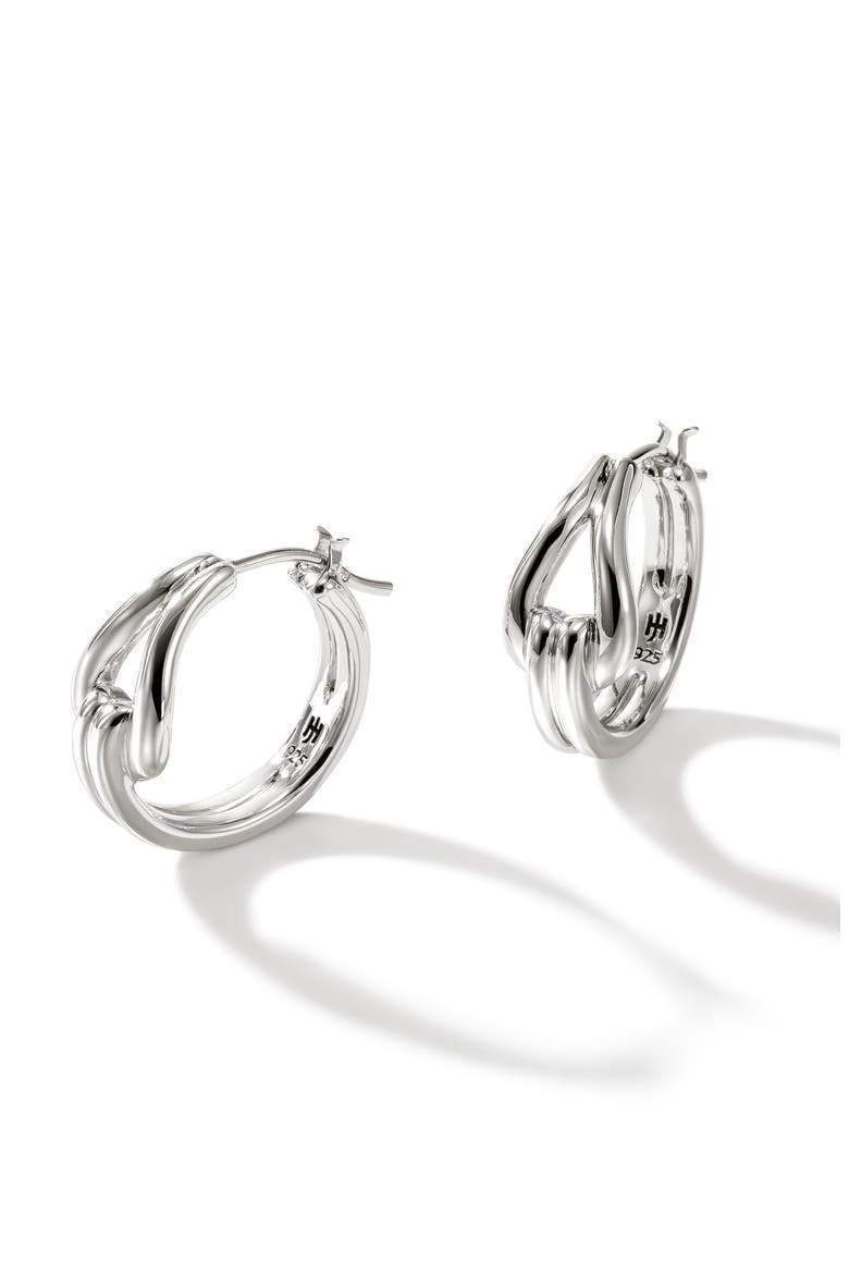 Surf Hoop Earrings, Sterling Silver, 18.5mm, Main, color, SILVER