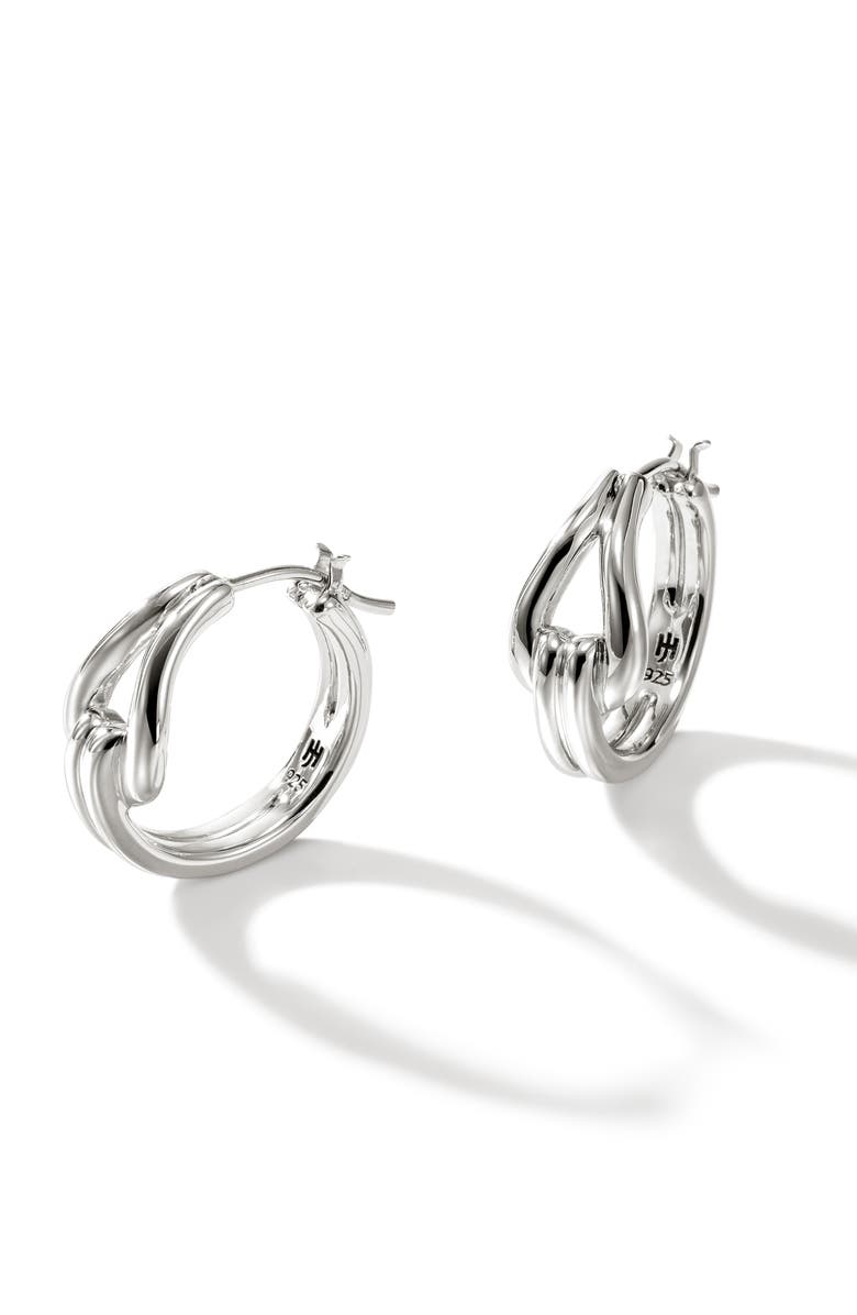 John Hardy Surf Hoop Earrings, Sterling Silver, 18.5mm, Main, color, Silver