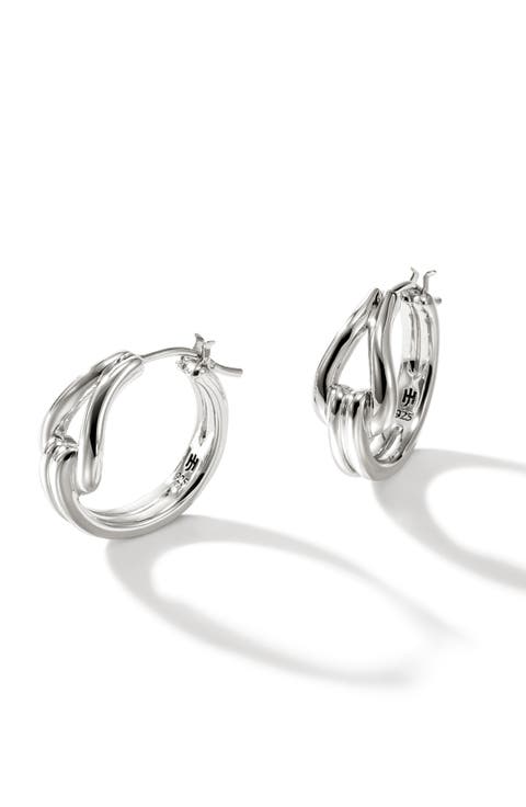 Surf Hoop Earrings, Sterling Silver, 18.5mm