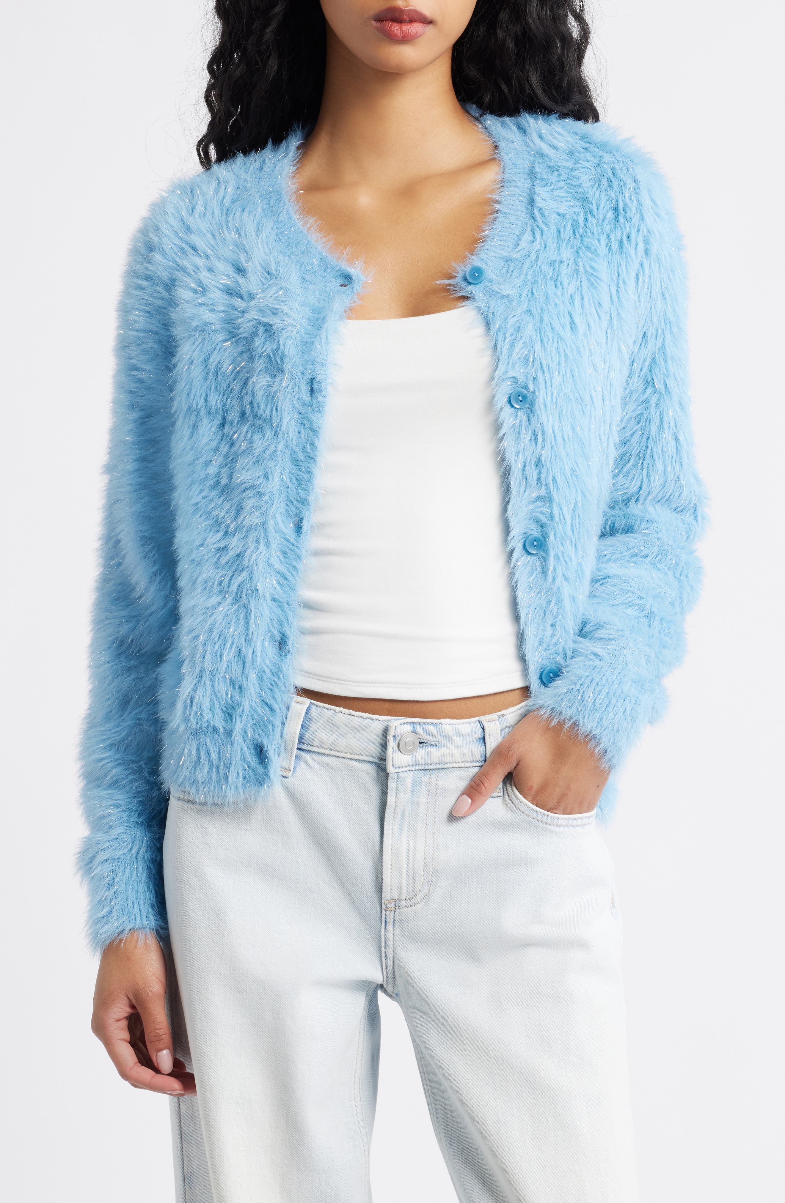 BP. Sparkle Fuzzy Cardigan