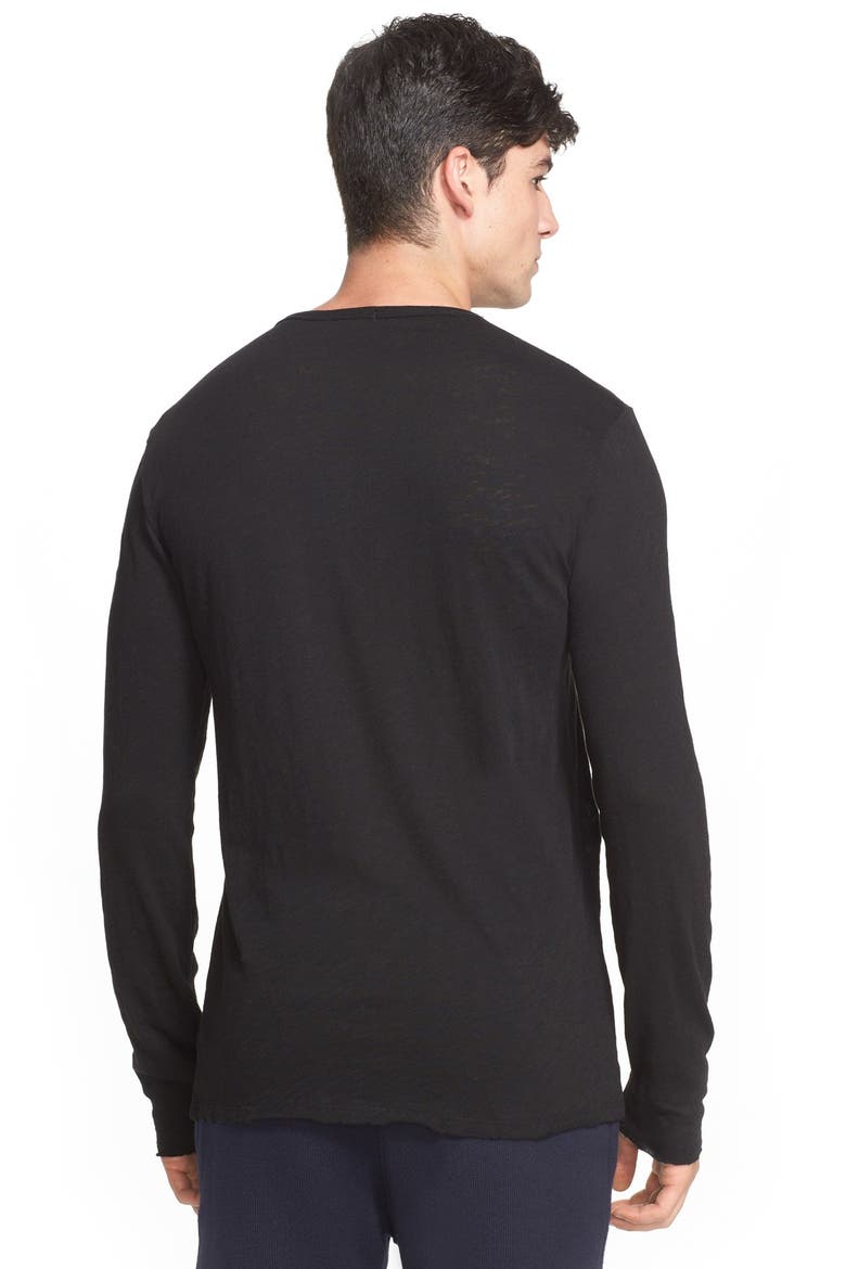 Raw Edge Henley, Alternate, color, BLACK
