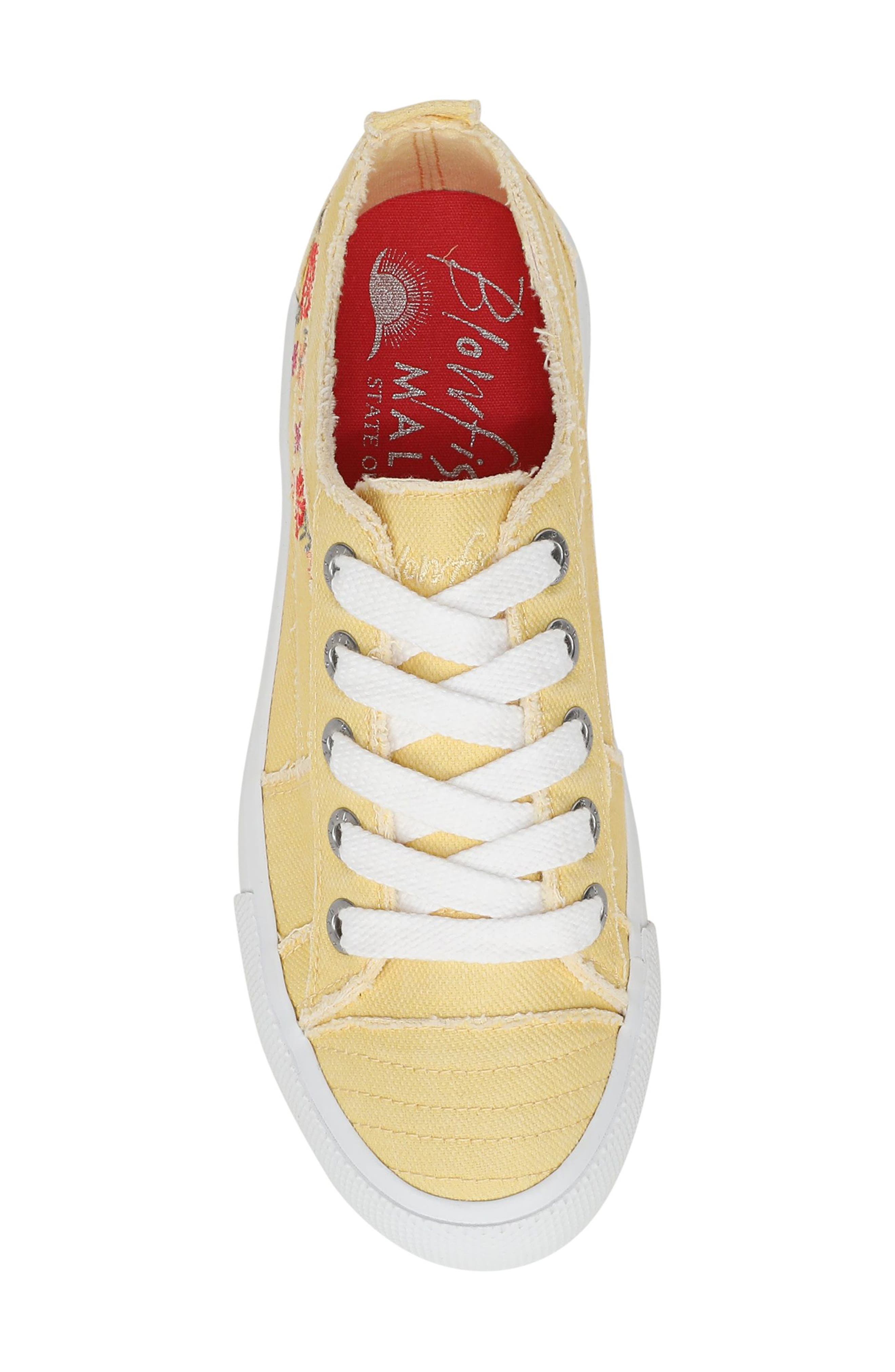 Blowfish Malibu Very Sadie Embroidered Floral Sneaker, Alternate, color, Butter Yellow Canvas