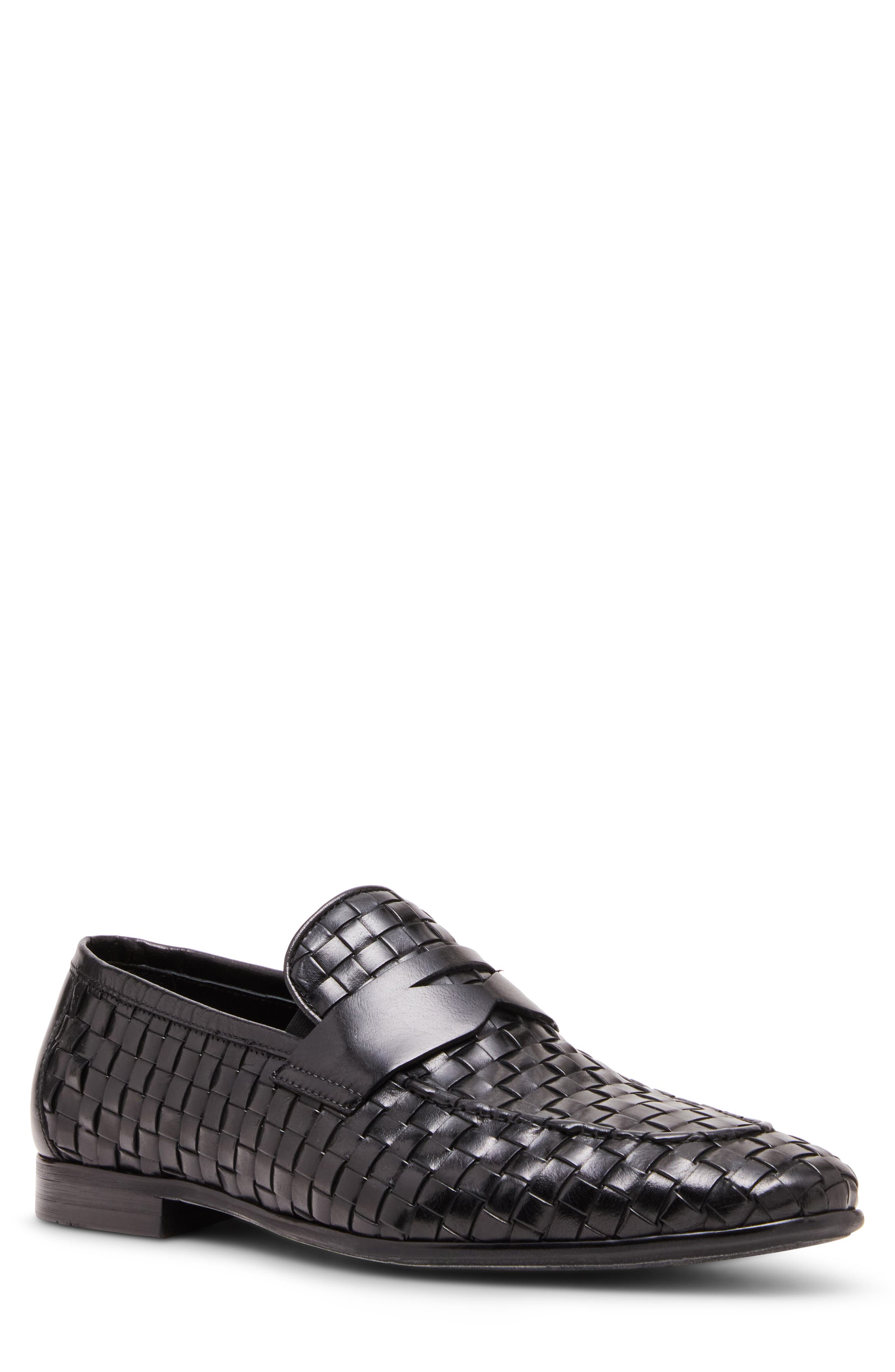 Steve Madden Playa Woven Penny Loafer, Main, color, Black