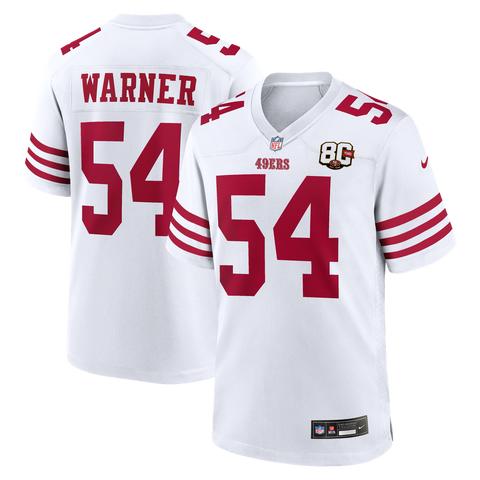 Men's Nike Fred Warner White San Francisco 49ers 80th Anniversary Game Jersey