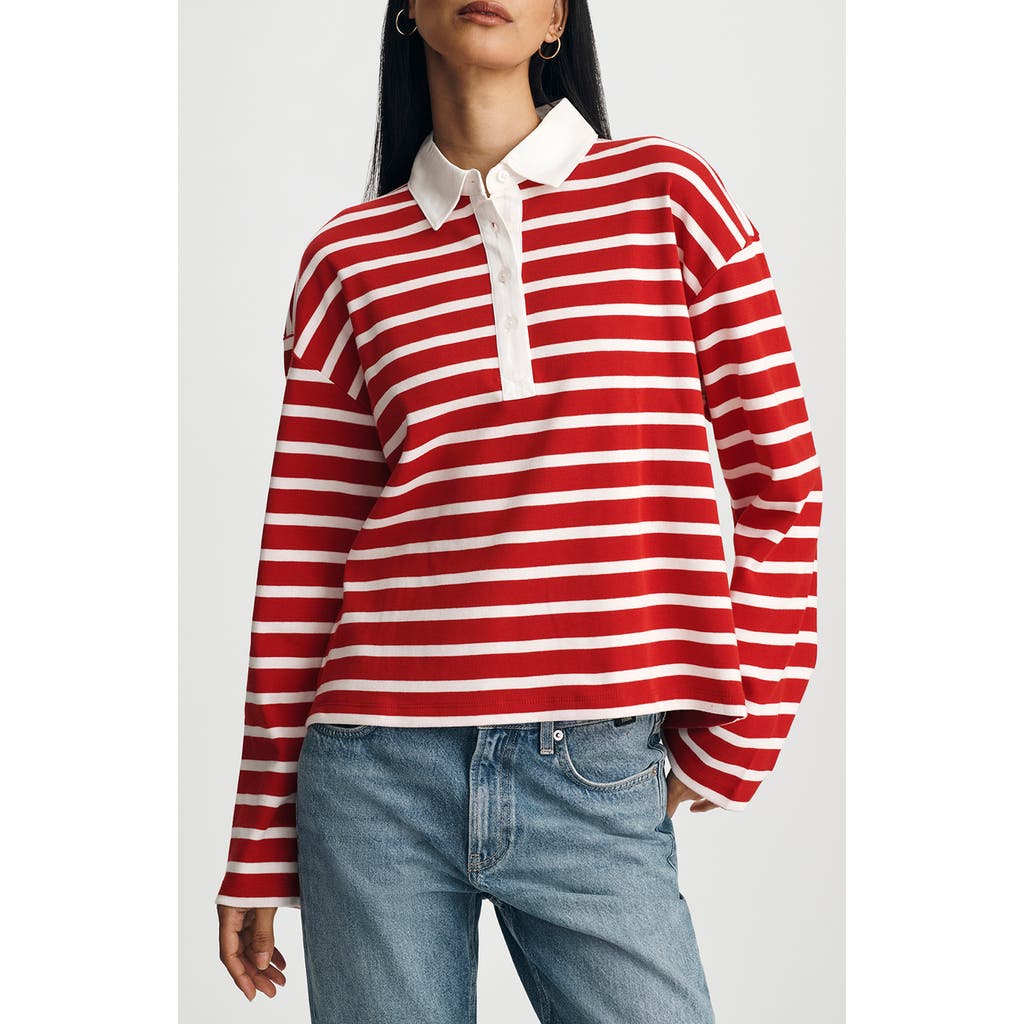 Mavi Jeans Stripe Polo Shirt In Equestrian Red Stripe