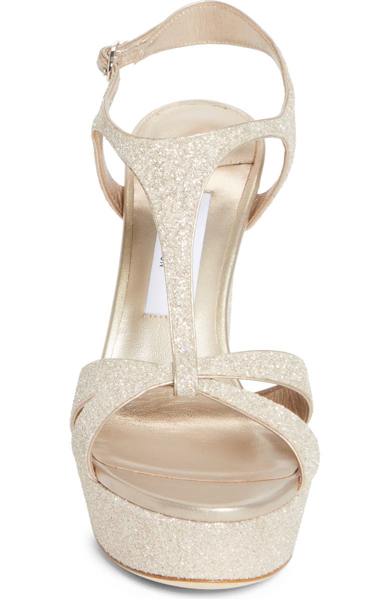 Jimmy Choo Kesia Glitter Platform Sandal, Alternate, color, Light Soft Gold