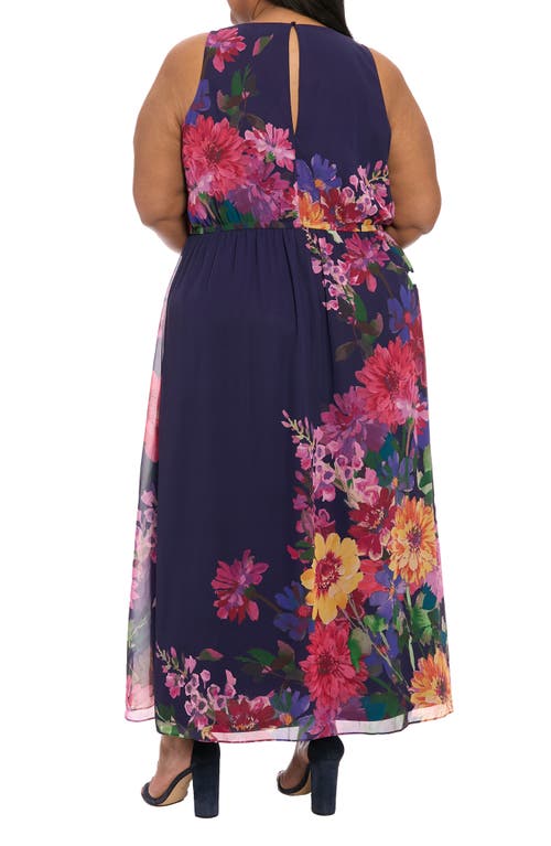 LONDON TIMES LONDON TIMES FLORAL KEYHOLE MAXI DRESS 