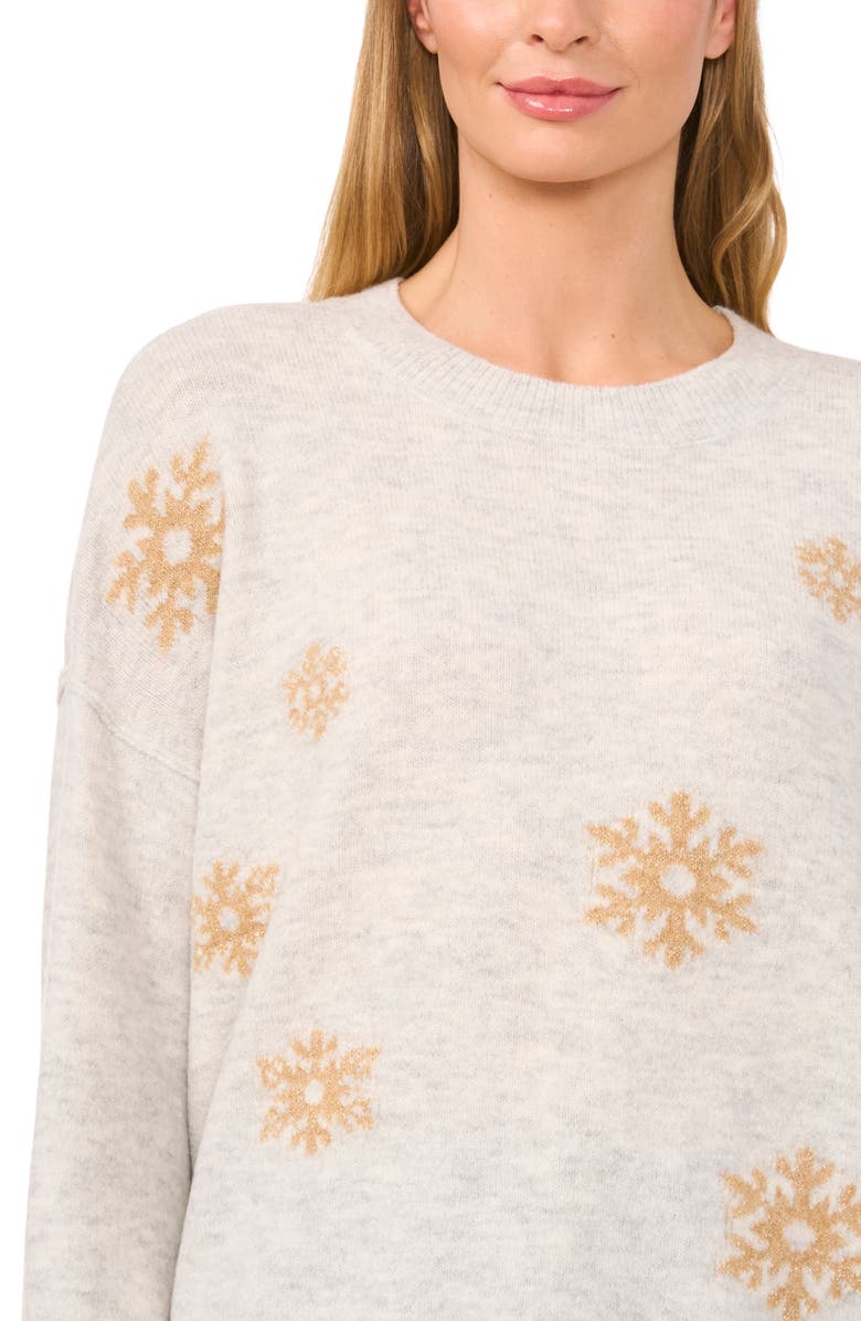 CeCe Metallic Snowflake Sweater, Alternate, color, 