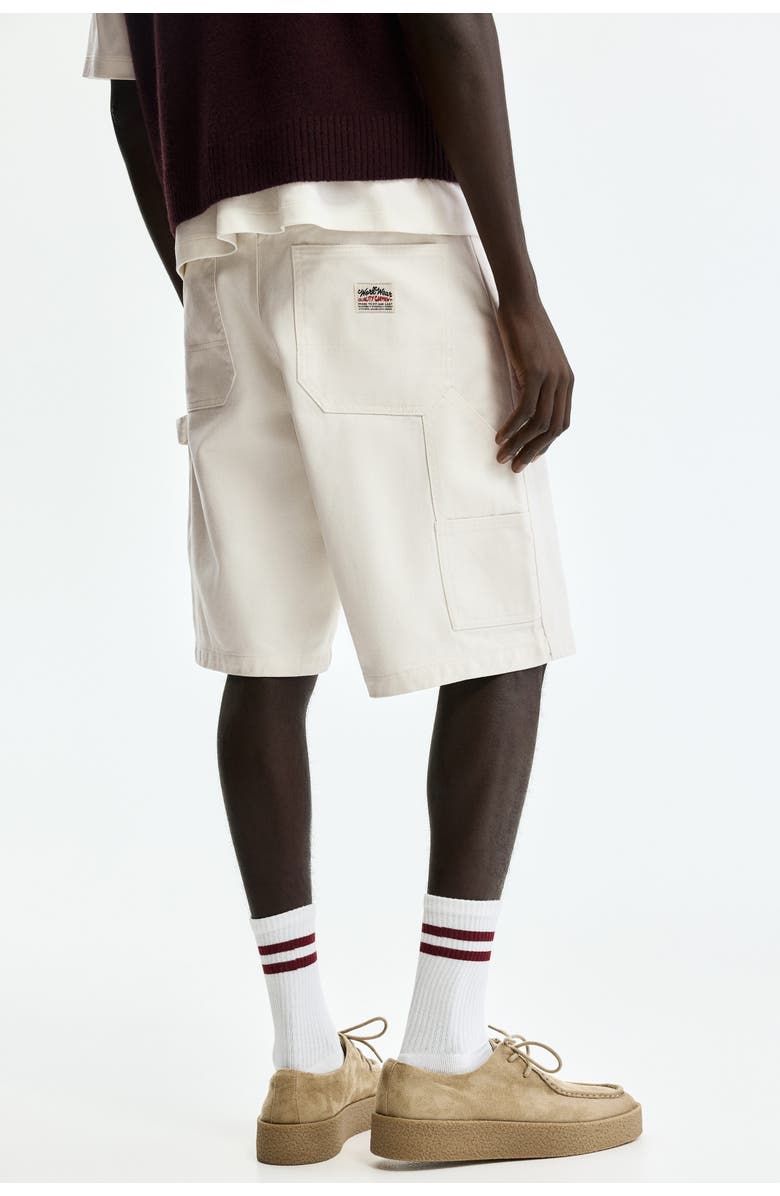 H&M Relaxed Fit Carpenter Shorts, Alternate, color, White