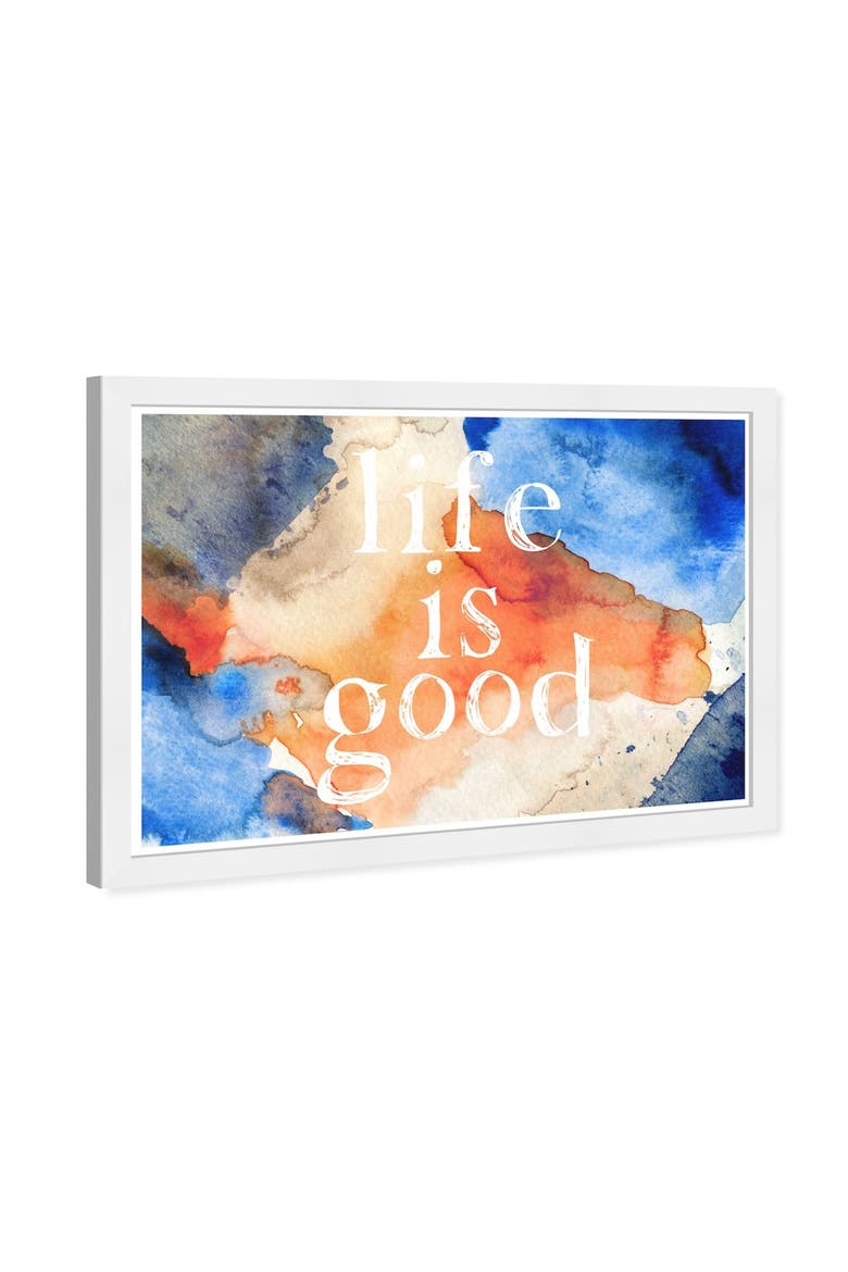 Life Is Good Coral Orange Framed Wall Art, Alternate, color, ORANGE