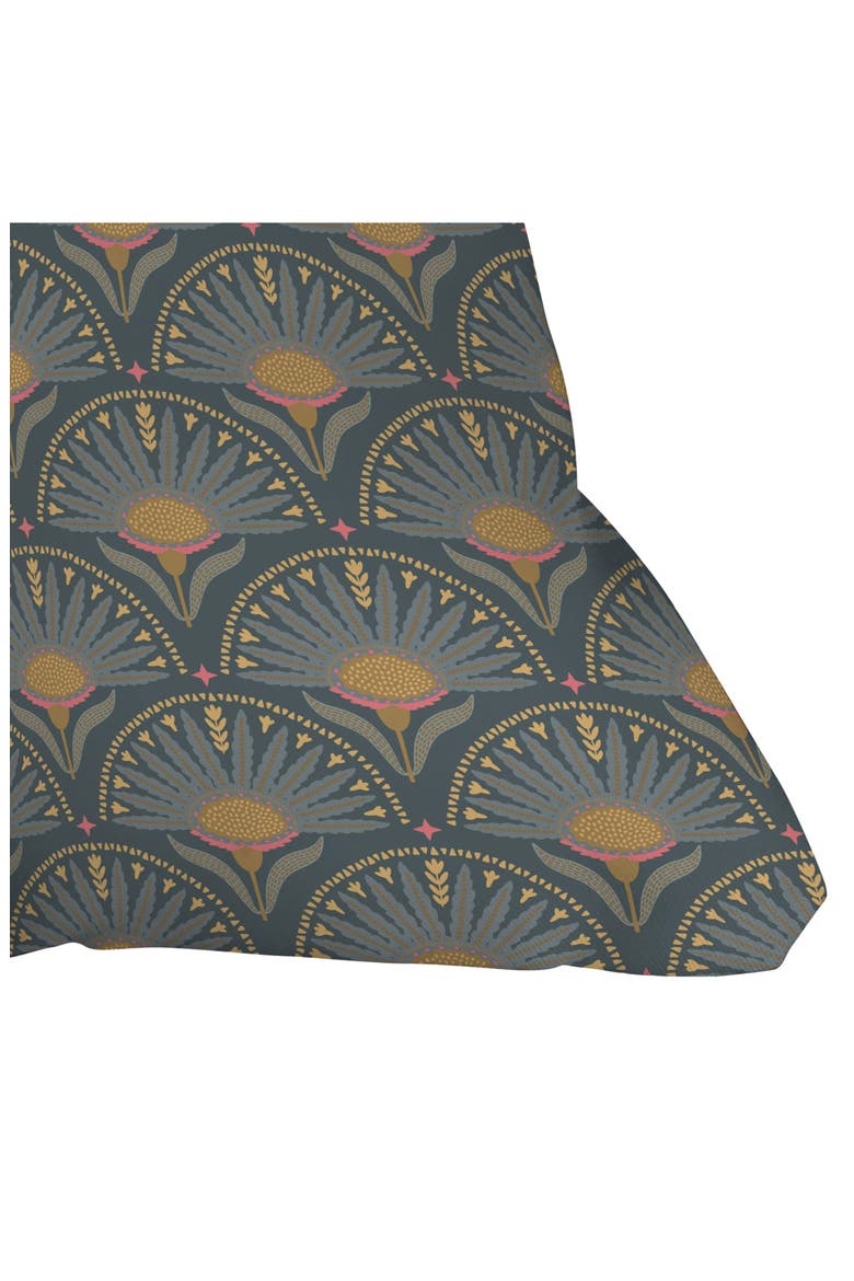 Floral Fan Square Throw Pillow, Alternate, color, GREEN