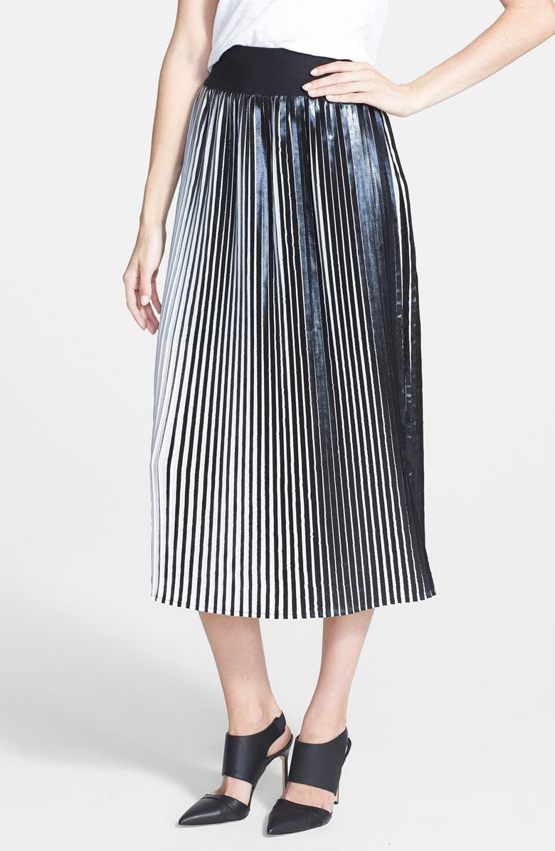 Trouvé Pleated Metallic Midi Skirt, Main, color, 
