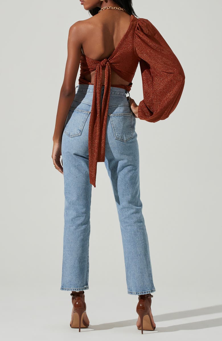 ASTR the Label Marta One Sleeve Top, Alternate, color, Rust Metallic