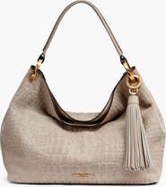 Donna Karan New York Glenwood Croc-Effect Suede Shoulder Bag