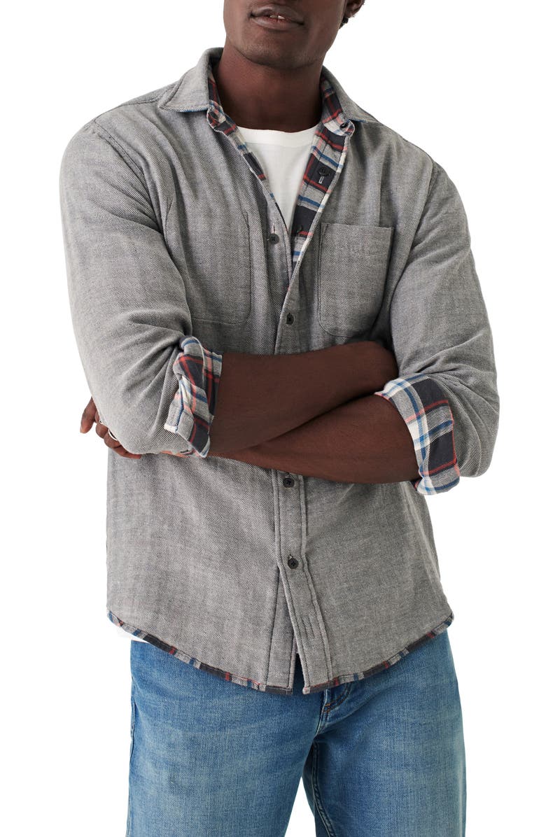 Faherty The Reversible Plaid Knit Organic Cotton Button-Up Shirt, Main, color,