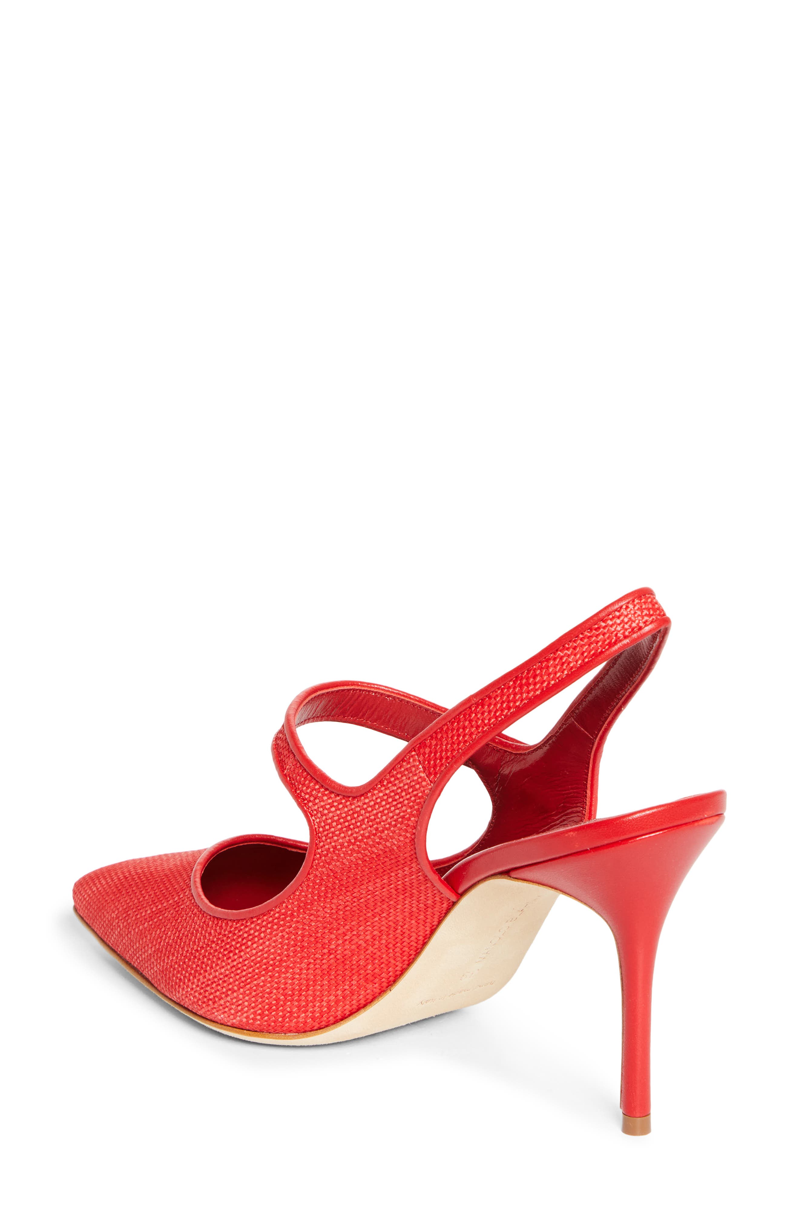 Manolo Blahnik Camparisli Pointed Toe Mary Jane Slingback Pump, Alternate, color, Bright Red/ Bright Red