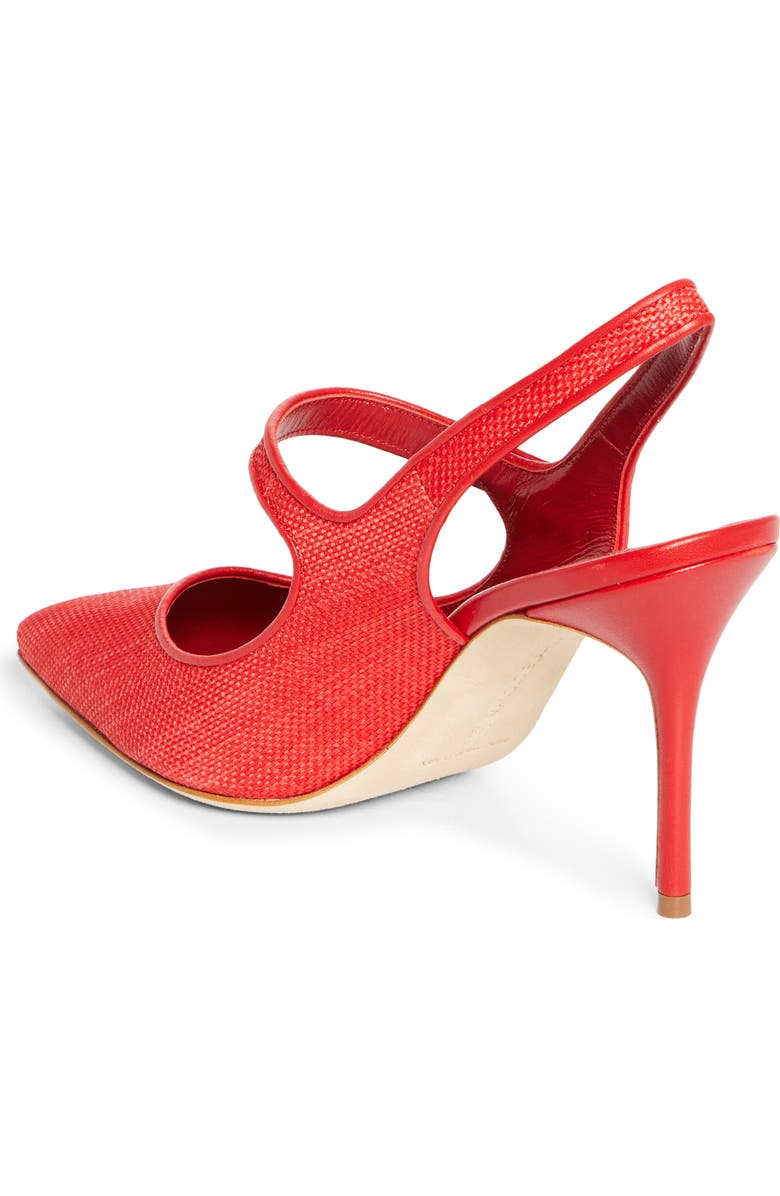Manolo Blahnik Camparisli Pointed Toe Mary Jane Slingback Pump, Alternate, color, Bright Red/ Bright Red