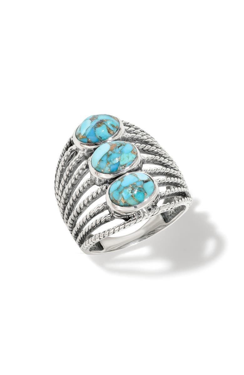 YS GEMS Stabilized Turquoise Multiband Ring, Main, color, Blue