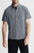 JACHS Short Sleeve Stretch Oxford Button-Up Shirt
