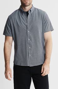 JACHS Short Sleeve Stretch Oxford Button-Up Shirt