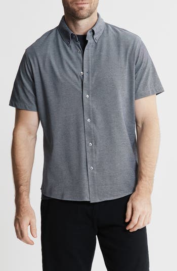 Jachs Short Sleeve Stretch Oxford Button-up Shirt
