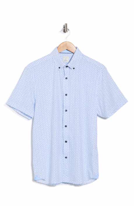 CONSTRUCT Slim Fit Geometric Print Short Sleeve Button-Down Shirt