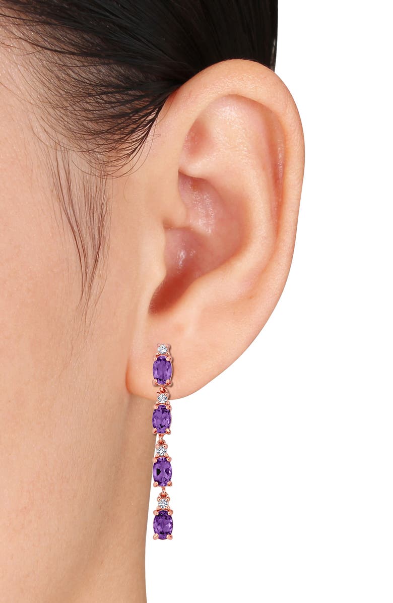 DELMAR Semiprecious Stone & White Topaz Drop Earrings, Alternate, color, Purple