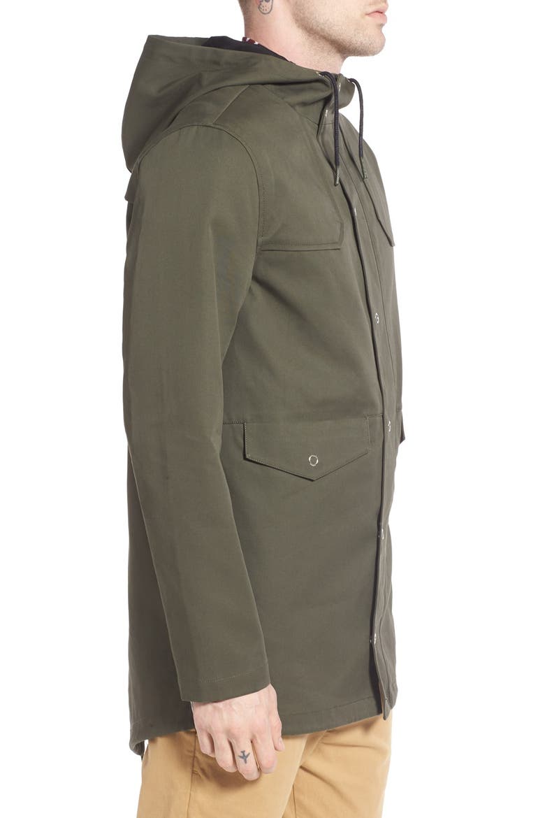 Bonded & Coated Cotton Fishtail Parka, Alternate, color, DARK GREEN