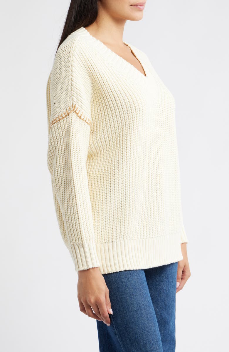 Hatley Slouchy Drop Shoulder Cotton Sweater, Alternate, color, Cream