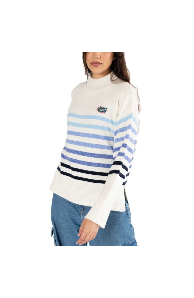 LUSSO Women's Lusso  White Florida Gators Simone Striple Mock Neck Oversized Pullover Sweater, Alternate, color, White