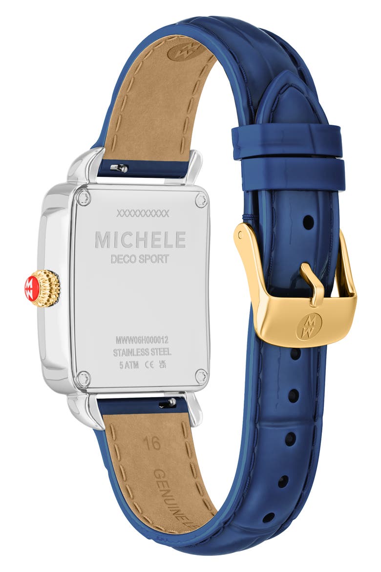 Deco Sport Mid Leather Strap Watch, 29mm x 31mm, Alternate, color, NAVY