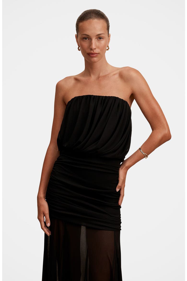 Bandeau Draped Maxi Dress, Alternate, color, BLACK