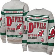 Mitchell & Ness Youth Mitchell & Ness Heather Gray New Jersey Devils Allover Print Fleece Crewneck Sweatshirt