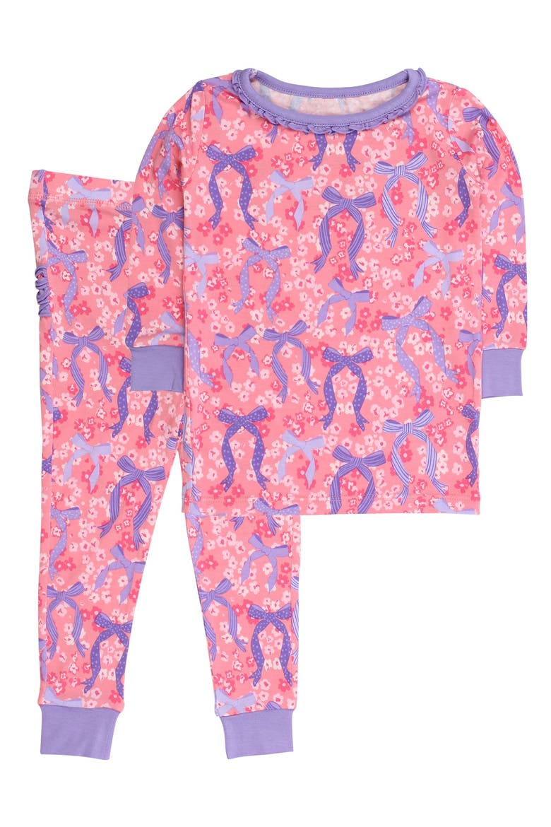 Ruffle Long Sleeve Pajama Set, Signature Rear Ruffles, Main, color, Bow Besties