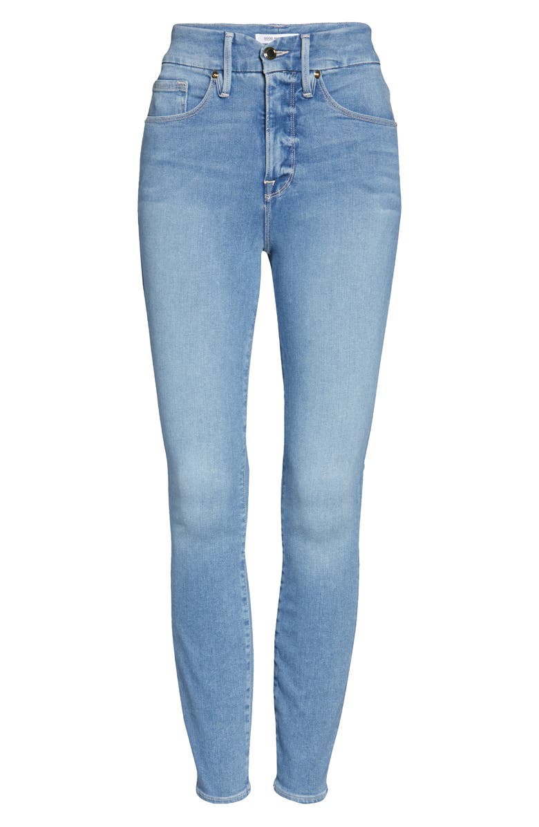 Good American Good Legs Notched High Waist Ankle Skinny Jeans, Alternate, color, 