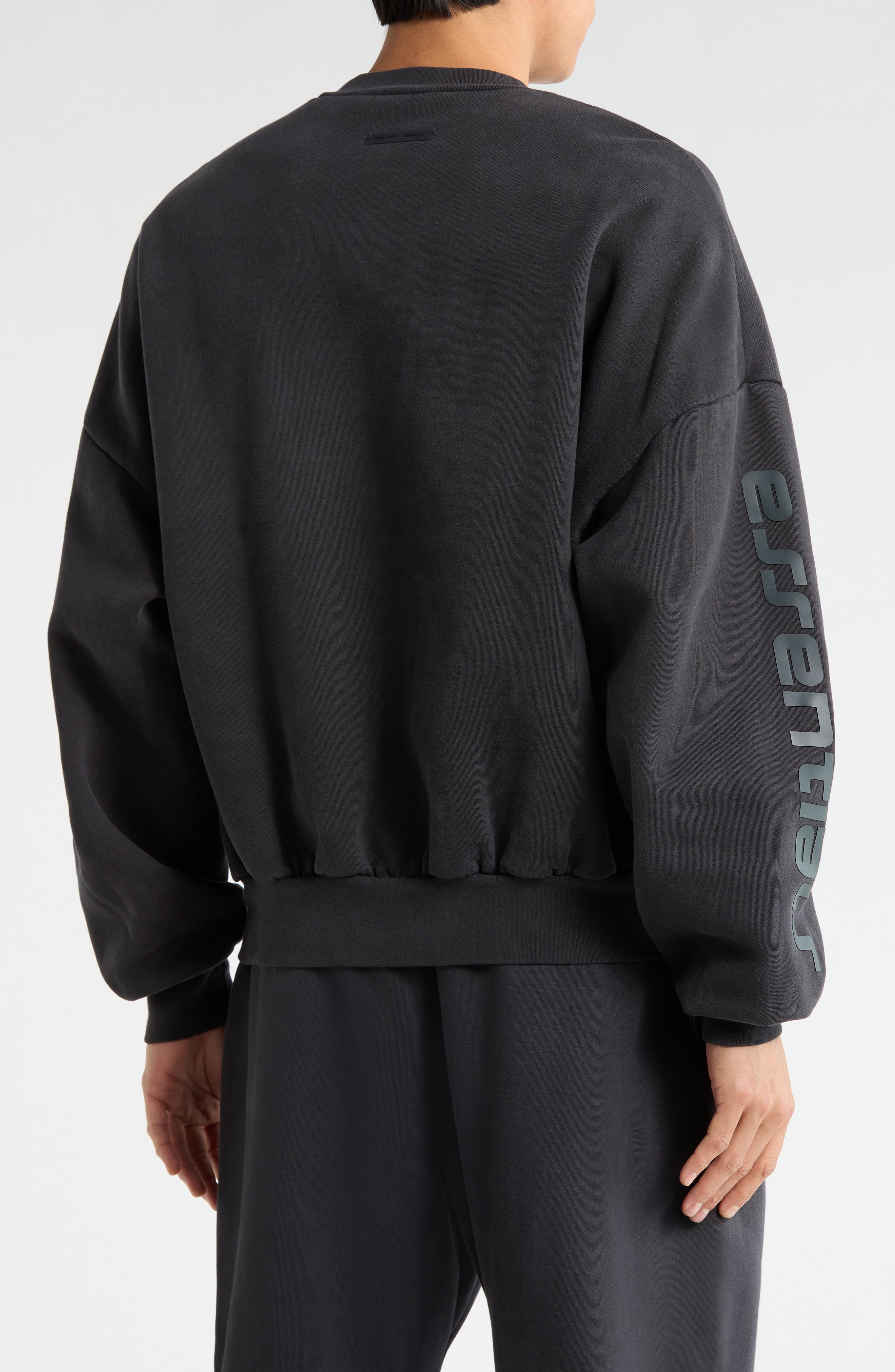 Fear of God Essentials Logo Graphic Relaxed Fit Crop Sweatshirt (Men ...