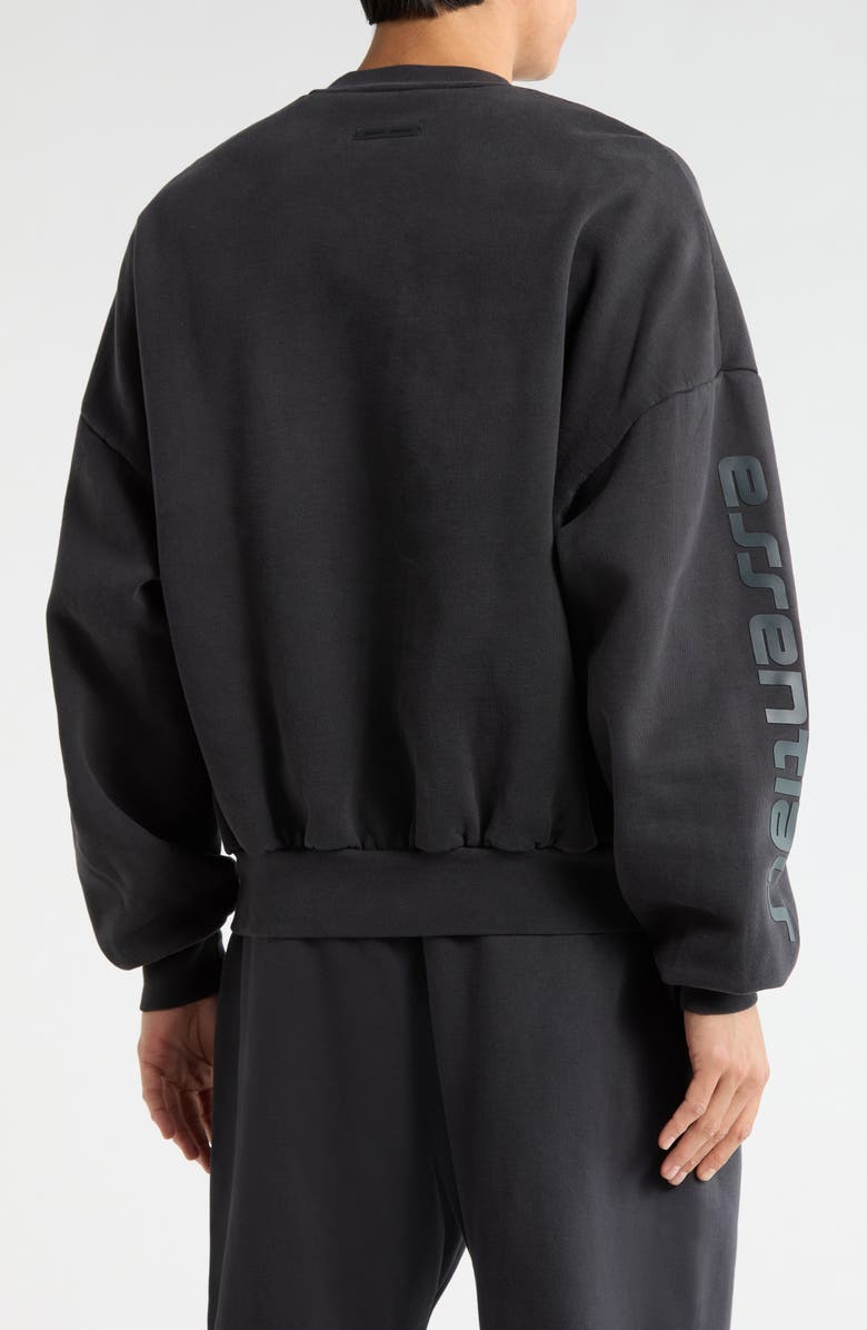 Fear of God Essentials Logo Graphic Relaxed Fit Crop Sweatshirt, Alternate, color, Vintage Black