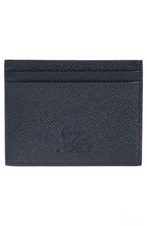 Christian Louboutin Groovy Calfskin Card Holder In Navy