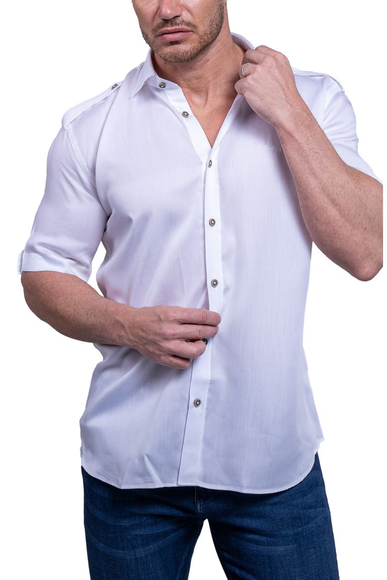 Munich Resistance0177 White Short Sleeve Button-Up Shirt, Alternate, color, WHITE
