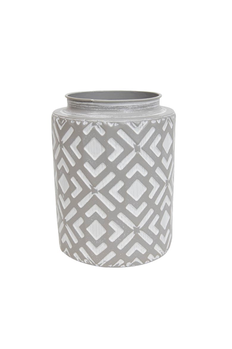 Small Gray Metal Vase, Main, color, Silver