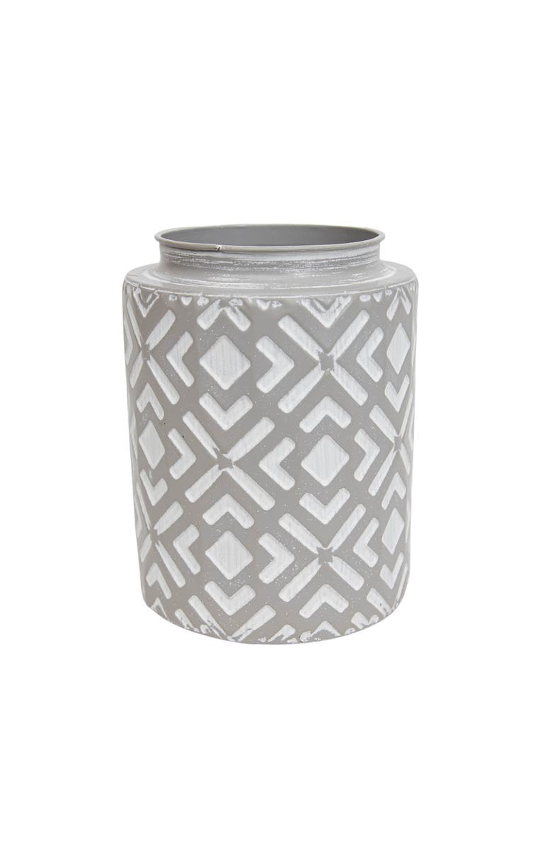 Foreside Home and Garden Small Gray Metal Vase, Main, color, Silver