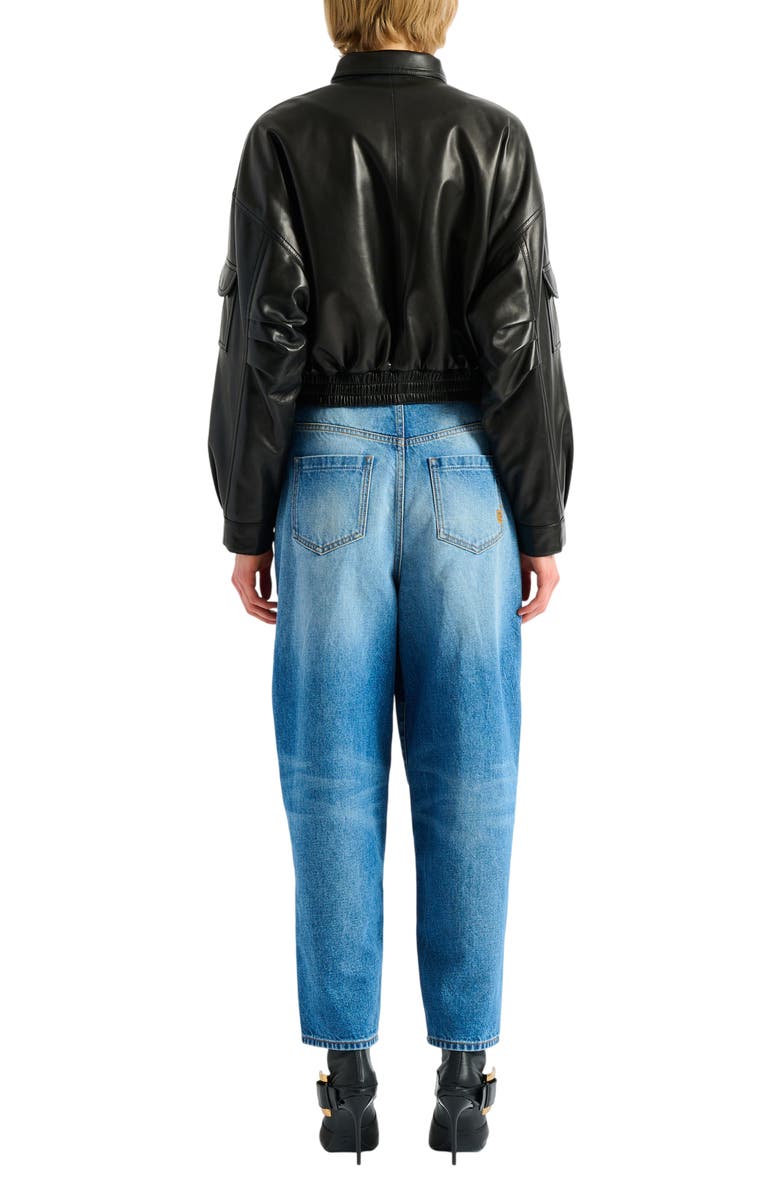 Balmain Lambskin bomber jacket, Alternate, color, Black